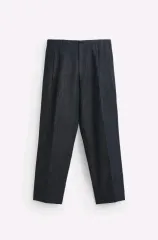 ザラ 25fw デニム ワイドフィット クロップド パンツ 生デニム 0840 487