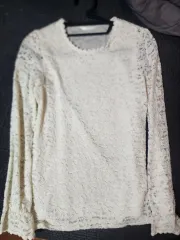 アイボリー レース 長袖 ブラウス