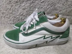 270 ヴァンズ オールドスクール 雷 グリーン スニーカー サンプル 中古 シューズ