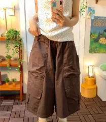 Y2K ヴィンテージ / 森ガール ブラウン ワイド カーゴ パンツ