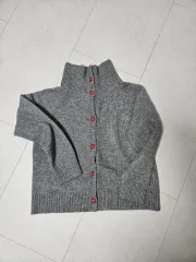 グレー ニット カーディガン ハート ボタン