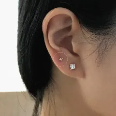 14K 18K ミニ プリーツ スター ピアス