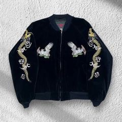 90s別珍スカジャン「鍾馗」日本製　ベロア　スーベニアジャケット 珍品⭐日本製⭐90s別珍スカジャン「鍾馗」ベロア スーベニアジャケット