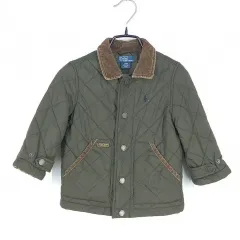 POLO RALPH LAUREN(ポロラルフローレン) キッズ スナップボタン キルティングジャケット カーキ 2/2T (HU42609)