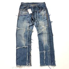 ★SEIGEKI★スキニーデニム バンダナ 26 M ダメージ レザー ブルー ☆SEIGEKI☆スキニーデニム バンダナ 26 M ダメージ レザー ブルー