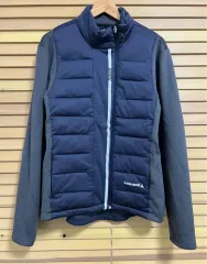 le coq sportif メンズ グレー ハイブリッド ジップアップ アウター ダウン バイカラー ジャケット 110