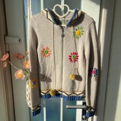 ハンドメイド グラニースクエアフード付きカーディガン 4 - メルカリ