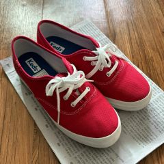 格安】Duffer Daps キャンバス製デッキシューズ 赤白青8サイズ約26 