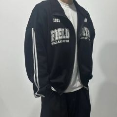 90s ASICS ブラック コーデュロイトラックジャケットセットアップ 