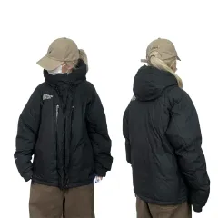 THE NORTH FACE ザノースフェイス ブラック ロゴ ウィンドストッパー フード ダウン L