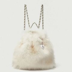 Ivory Tweed Drawstring Chain Backpack - メルカリ
