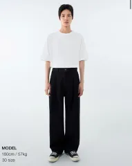 MUSINSA ムシンサ スタンダード musinsa standard ムシンサスタンダード トゥ 턱 ワイド デニム パンツ ロー ブラック 32