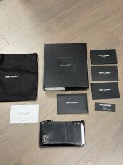 SAINT LAURENT 二つ折り財布 クロコ型押し ブラック - メルカリ