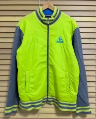 le coq sportif Golf(ルコックスポルティフゴルフ) メンズ グレー ウール防風ジップアップ アウター ゴルフニットジャケット LL