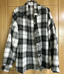 (ユニセックス) 起毛 シャツ チェック柄 ルーズフィット 66cm
