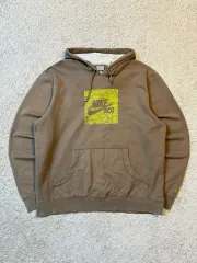 L レア) 00's NIKE ACG オールドスクール ボックスロゴ フーディー Tシャツ ブラウン