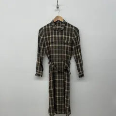 DAKS ブラウン CHECK ロング シャツ ONE PIECE レディース Sのサムネイル