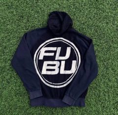 GALFY×FUBU☆コラボ 刺繍 アームロゴ プルオーバー パーカー 黒 XL