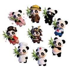 [New Arrival] Stylish and Cute 5cm x 6.5cm Funny 9-Piece Set PVC Waterproof Decal Stickers for Smartphones, Cars, Motorcycles, Laptops, Suitcases, and Diaries - Panda Goods