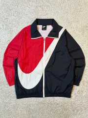 ウィメンズ M NIKE ビックスウォッシュ ウーブン バイカラー ウィンドブレーカー ジャケット 黒赤のサムネイル