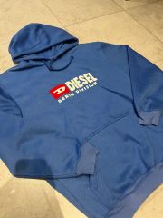 未使用 DIESEL ディーゼル ブルー 裏起毛 フードパーカー ロゴ 