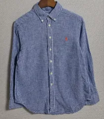 キッズ) 8歳) POLO RALPH LAUREN リネン/コットン ブルー CHECK シャツ
