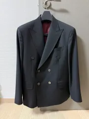 メンズ ダブルブレスト 背広 スーツ 上下セット ブラック (新品) (フルセット)