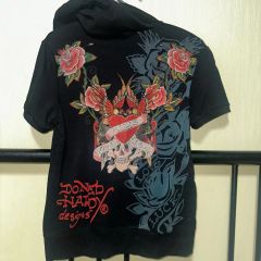 DON ED HARDY ベロア パーカー ジップアップパーカー スカル y2k