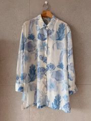 sanpo 花柄シースルー五分袖シャツ - メルカリ