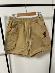 カーキ色 カーゴ ハーフパンツ (ウエストゴム) 5486
