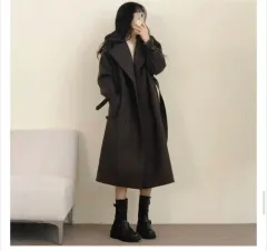 新品 モアレベ ダブル トレンチ ロングコート ブラック