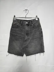 ザラ グレー カッティング デニム ミニスカート レディース 26インチ 0123
