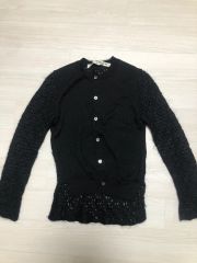 25223✨️ドゥロワー カシミア100% フリル カーディガン ブラック 