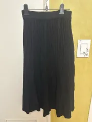 黒色 プリーツ ロング スカート