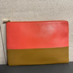 Celine セリーヌ ツートン クラッチバッグ コーラルピンク ブラウン