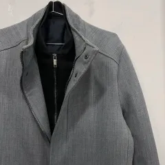 ZARA ザラ マン メンズ ストレッチ コットン ダブル ジップアップ ハイネック ロングコート