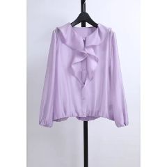 美品》DES PRES メランジストライププリント カシュクールブラウス M 