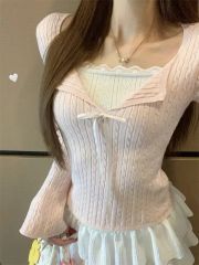 bobon21 ハートくり抜きスリムLOOKニットトップス ホワイト - メルカリ