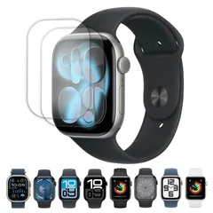 Apple Watch用 液晶 保護 フィルム 2枚セット 光沢 TPU 互換 多機種 アップルウォッチ Series 11 10 9 8 7 6 5 4 3 2 1 Ultra SE3 SE2 SE 対応 画面 シート シール 撥水 キズ 汚れ 防止