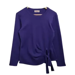 TOMATSU ヴィンテージ PURPLE パープル ニット S ウール 100% レトロ ウールニットのサムネイル