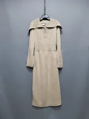 ビック襟 ニット ロング丈ワンピース