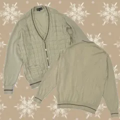 DAKS ダックス ベージュ ニット Vネック ベーシック オーバーサイズ 編み シティーボーイ カーディガンのサムネイル