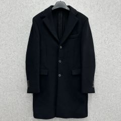 美品 LARDINI ラルディーニ ブートニエール チェスターコート 黒 44
