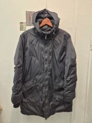 90s STUSSY モノグラム 総柄 ダウンジャケット 黒 XL ビンテージ 