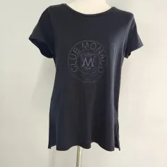 Club Monaco クラブモナコ 正規品 ヘリテイジ ロゴ 半袖 Tシャツ (XS/ブラック)のサムネイル