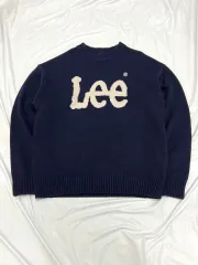 (L) Lee ビックロゴ ラウンド ニット ダークネイビー ウール ブレンドのサムネイル