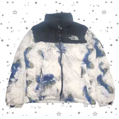 95 THE NORTH FACE ザノースフェイス ホワイトレーベル ノベルティ ヌプシ ダウン ジャケット プリント 白 サンドのサムネイル