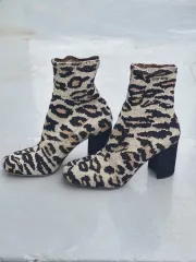 MIU MIU ミュウミュウ ヒョウ柄 レオパード ニット アンクル ブーツ 36