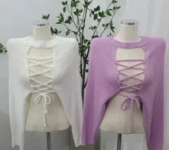 アイボリー クロップド ニット