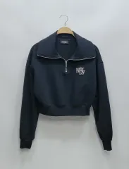 NERDY 23FW ノルディ クロップド ハーフ ジップアップ スウェットシャツ / レディース S ブラックのサムネイル
